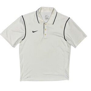 Nike Dri Fit Short Sleeve Polo Golf Shirt Stretch White Medium